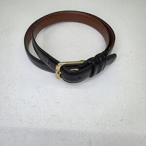 Coach 5700 Black Burnished Cowhide Leather Belt Sz 36 Solid Brass Buckle 1" wide